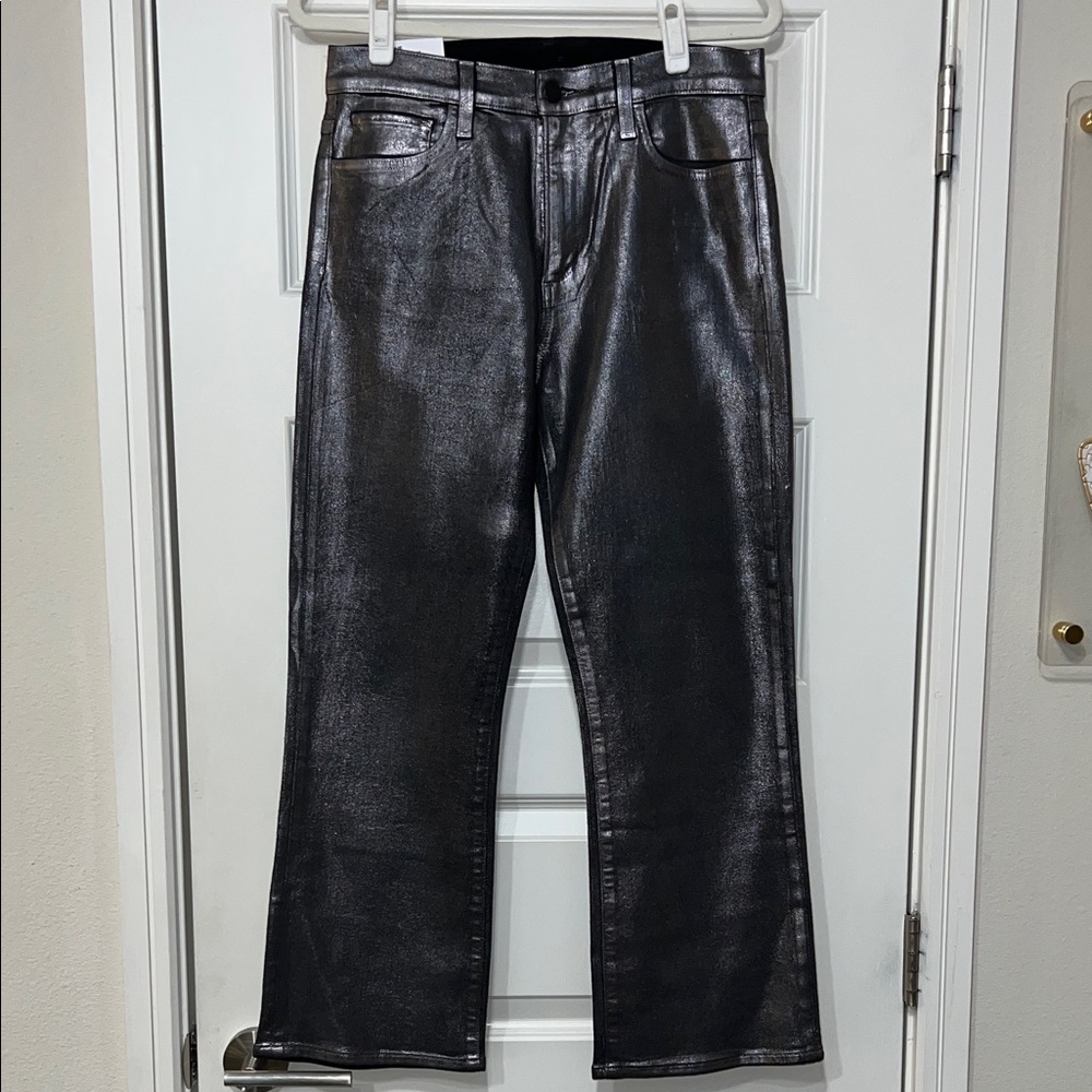 Joe's Jeans The Callie High Rise Cropped Shiny Black Boot Cut Denim